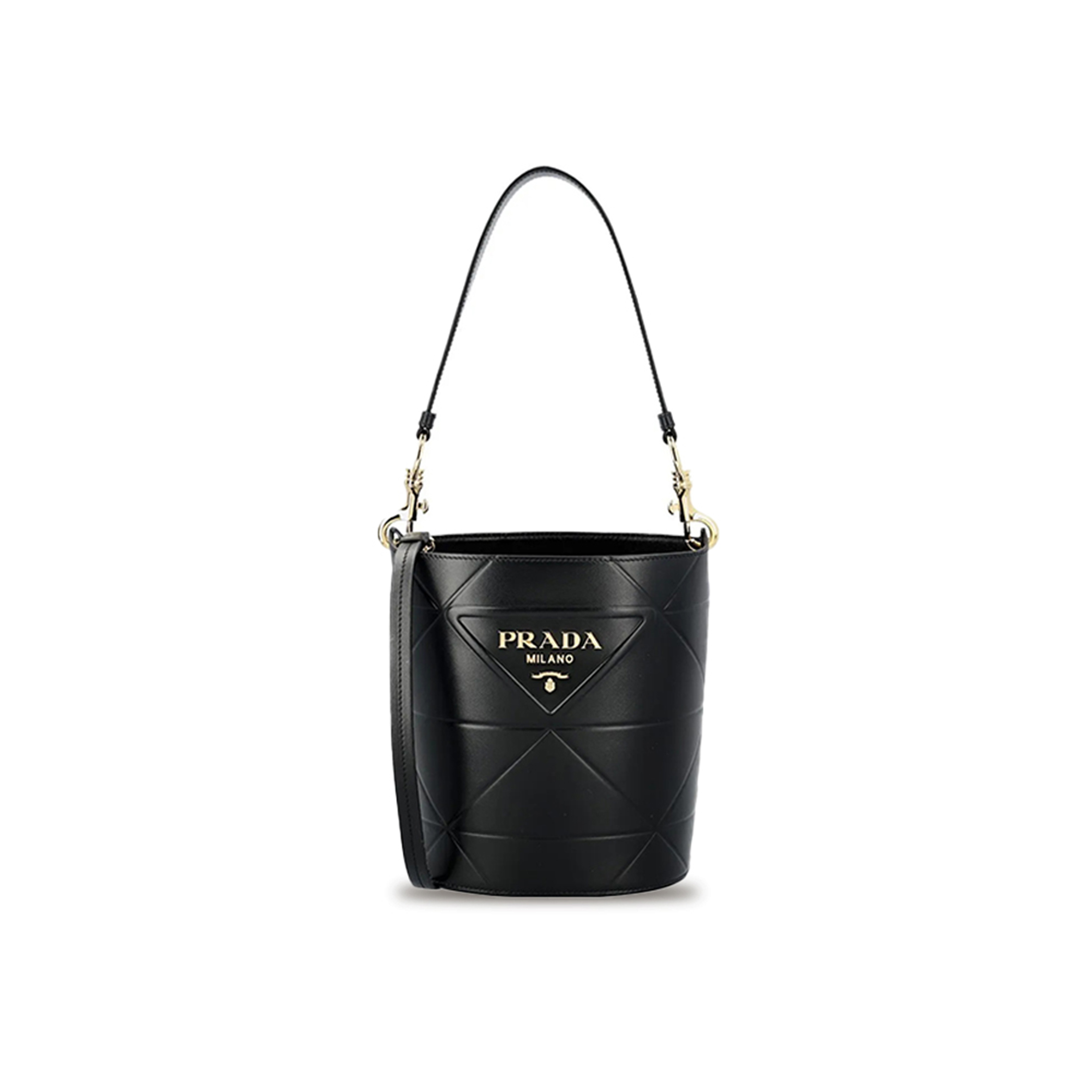 Pra*a leather handbag black in leather 1ba380 (22*20*14cm)